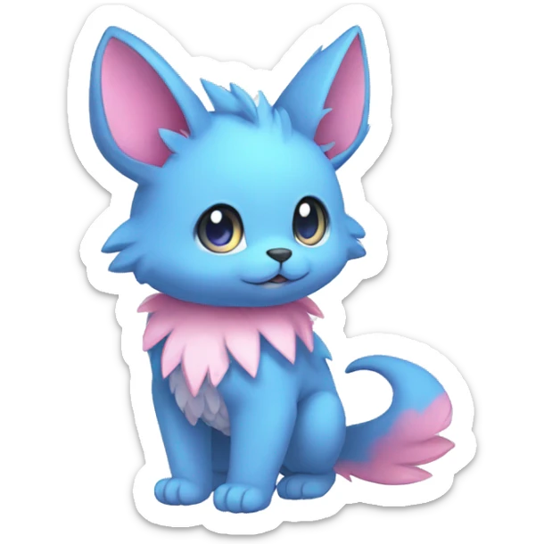 Cute cool blue pink animal hybrid Fakemon full body sticker