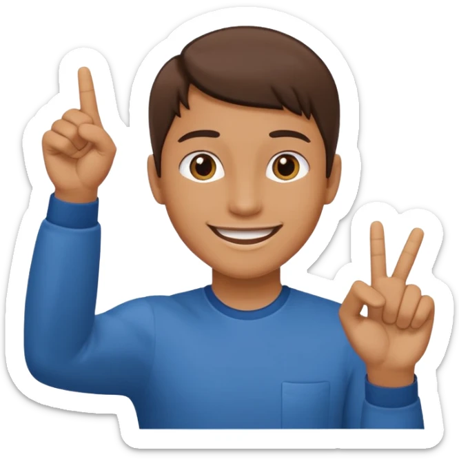 Draw a picture of a person pointing to themselves with their other hand raised. sticker