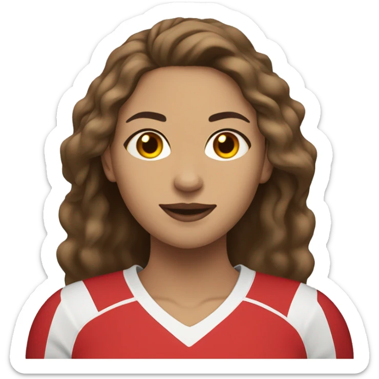 Brown haired light skinned Woman with red #12 jersey holding a volleyball ball in her hands sticker