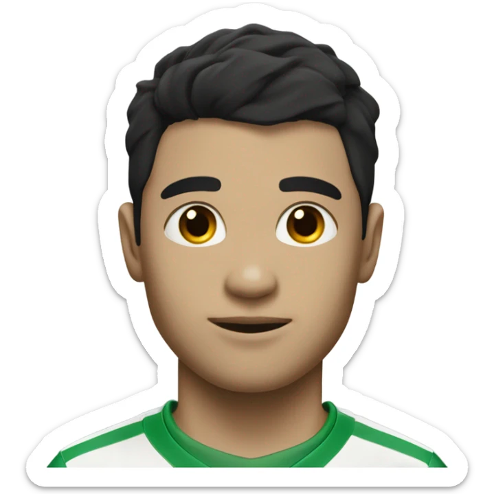 A soccer player with a green shirt with white skin color with black hair and a number 10 in his green shirt  sticker