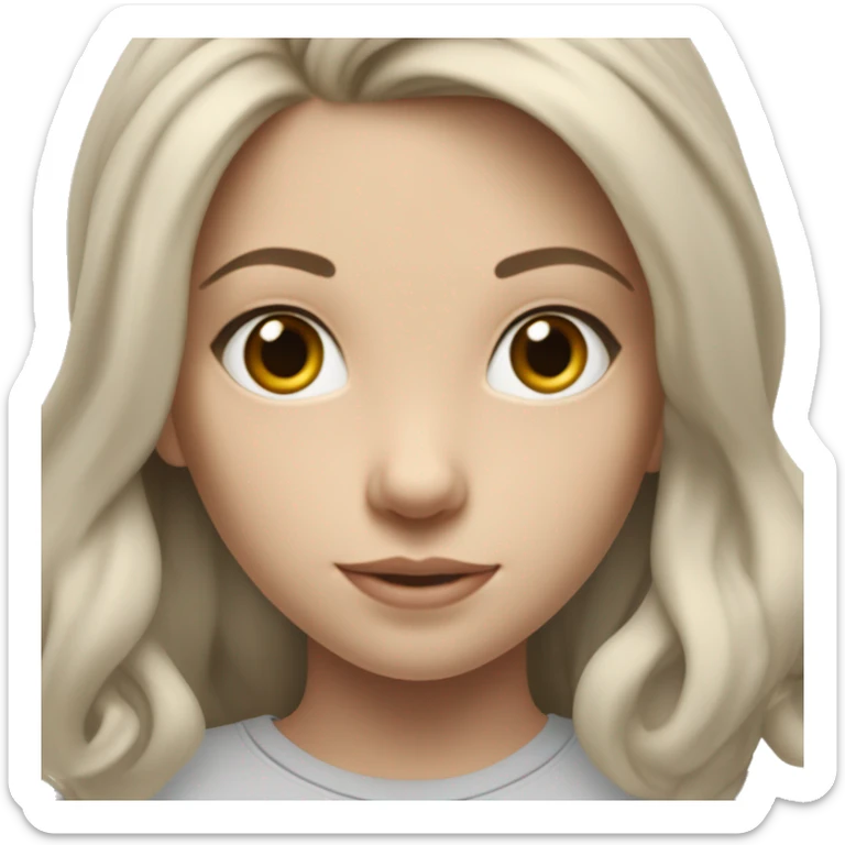 white raced, blonde hair with middle part, girl, long sleeve white lululemon shirt,  grey sweat pants  sticker