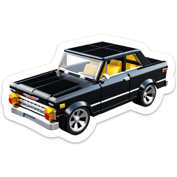 futuristic stealthy black metallic 1965 Chevy Nova SS street rat rod Lego retro modded sticker