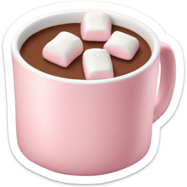 Light Pink mug of hot chocolate with marshmallows  sticker