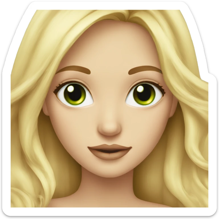 blonde girls with long hair ombré blond, green eyes,  sticker