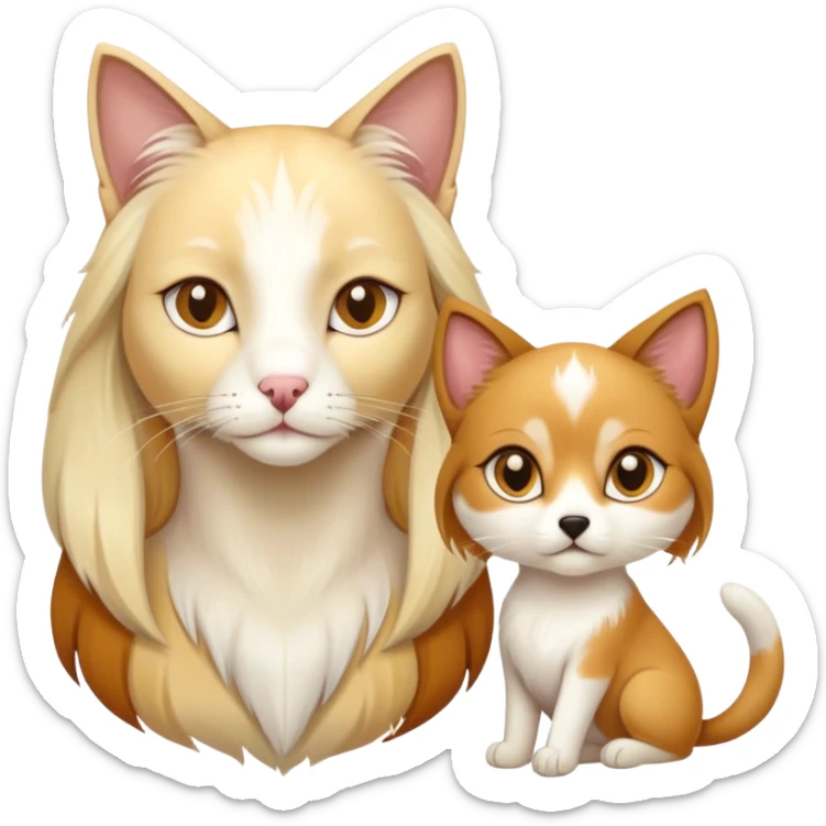 two cats(one is white, one is triple color) with a dog(golden sable color saluki) sticker