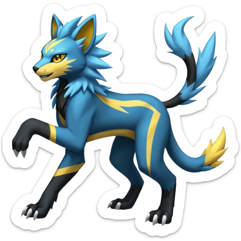Zeraora-Manectric-Luxray-Bobcat-Fakémon-fusion-animal-creature, full body  sticker