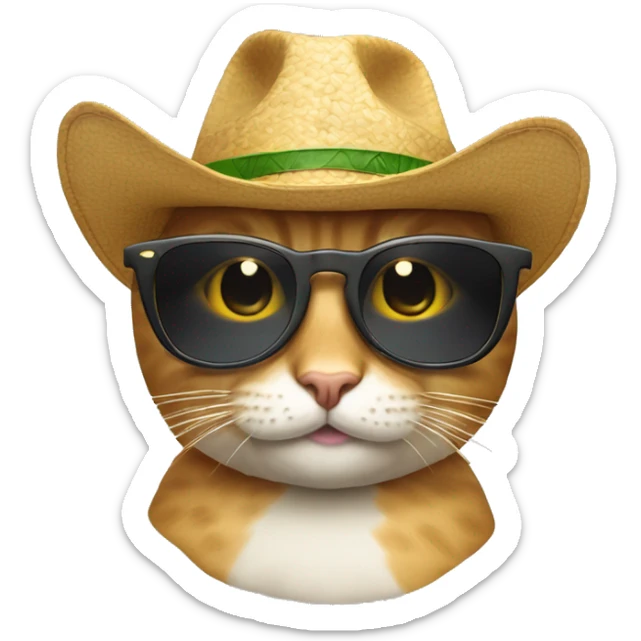 Un gato con gafas de sol geniales y sosteniendo dinero con un sombrero genial. sticker