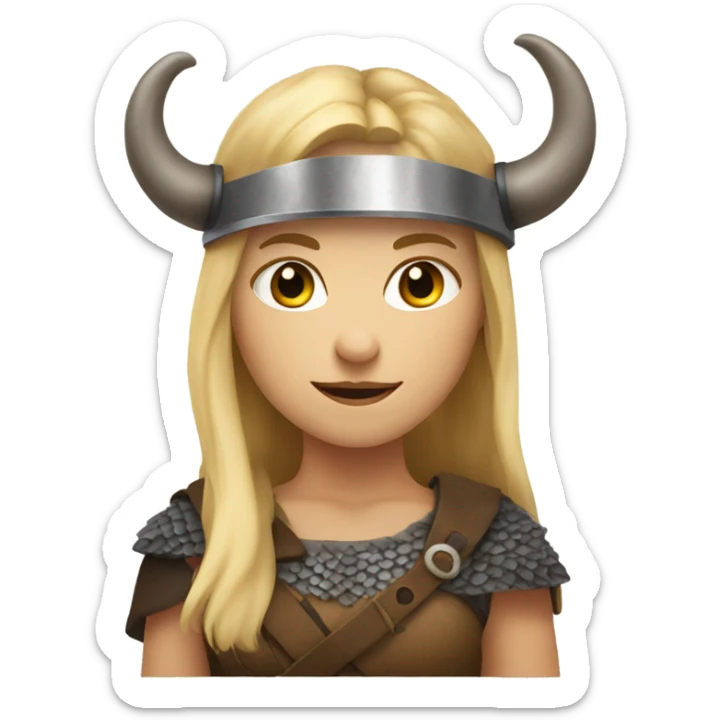Girl Viking blonde hair helmet with horns sticker