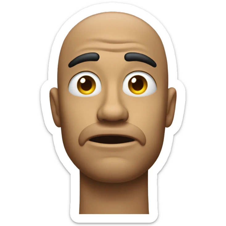 similar to the "think about it" meme with one of his fingers pointing to his temple on his head sticker