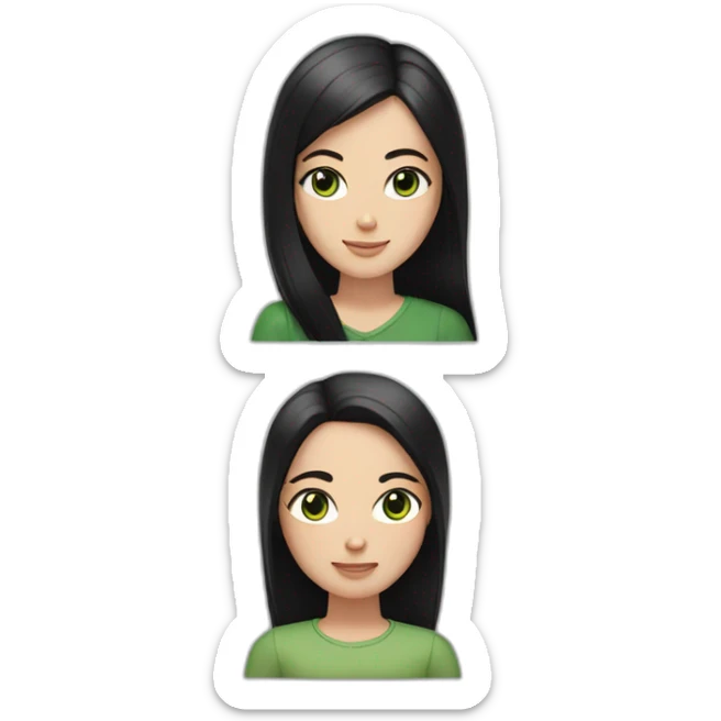 Girl with black straight hair and green eyes with tall white men with brown short hair sticker