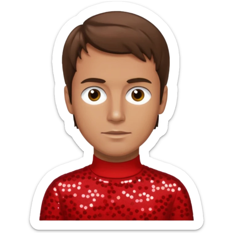 Murray Cook from The Wiggles with brown hair, red sequin skivvy shirt sticker