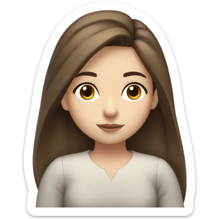 girl with brown hair and brown eyes pale skin long lashes studying  sticker
