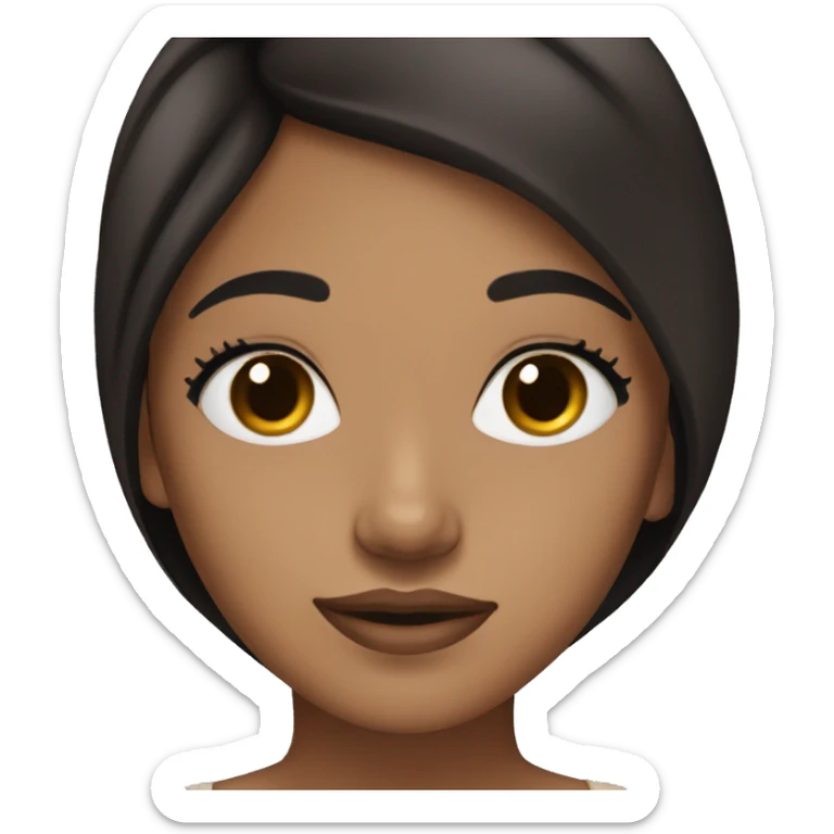 light brown girl with dark brown eyes black hair and long lashes sticker