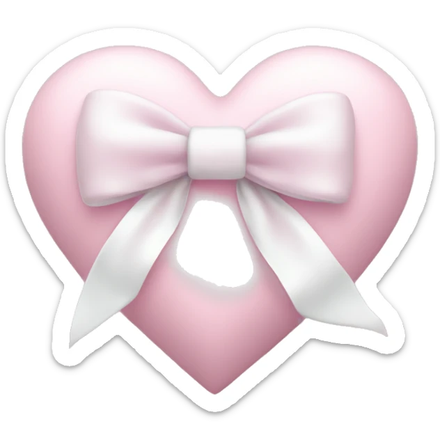 Pastel pink heart with white bow sticker