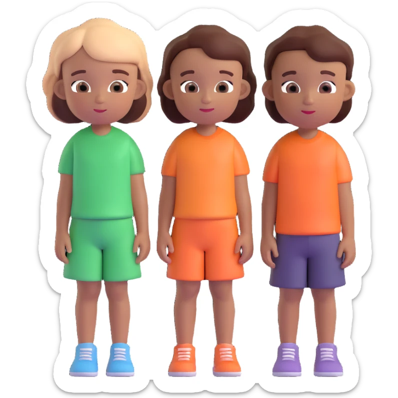 Slightly increase the volume of the upper body of the girl, separate the girl and the boy from each other, and make the skin color the same for both characters. Maintain the cartoonish 3D style. sticker