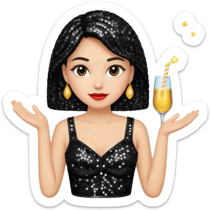 un top de ropa de mujer, para salir de fiesta, que sea negro y con detalles brillantes sticker