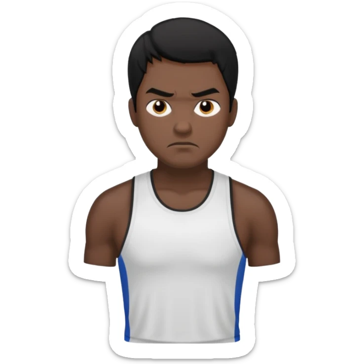 mach mir einen fitness typen der männlichist  mit schwarzen haaren der unglücklich ist sticker