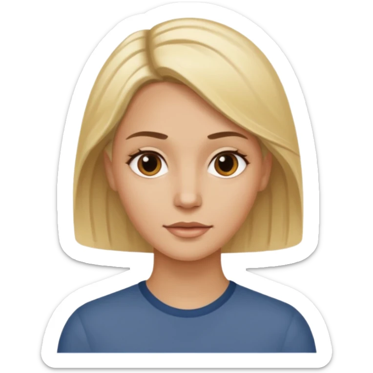 One woman medium length blond highlights hair
One man medium dark skin no hair sticker