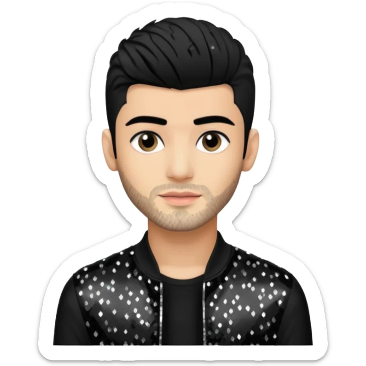 Zayn Malik from One Direction with light skin, black hair, black sequin outfit sticker
