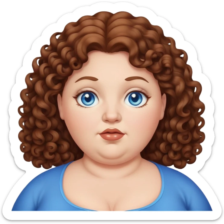 Obese white woman with blue eyes and brown curly hair  sticker