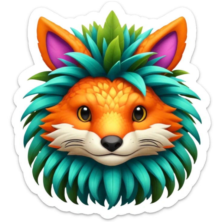 Cozy furry warm lush tropical colorful edgy exotic Fakémon-Pokémon-Vernid-creature sticker