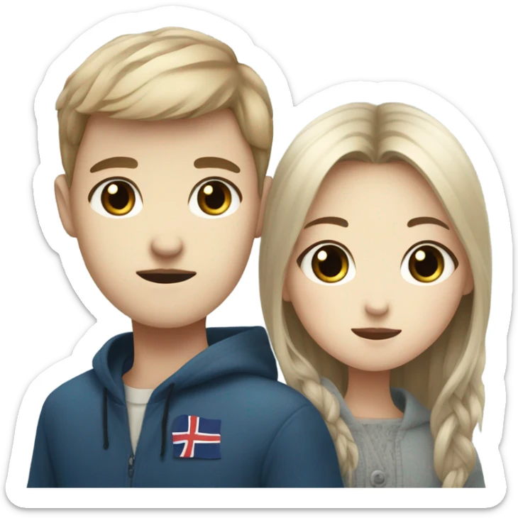Black eyed Korean girl with her blue eyed norwegian boyfriend sticker