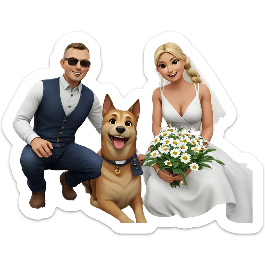 outdoor couple with flowers sticker