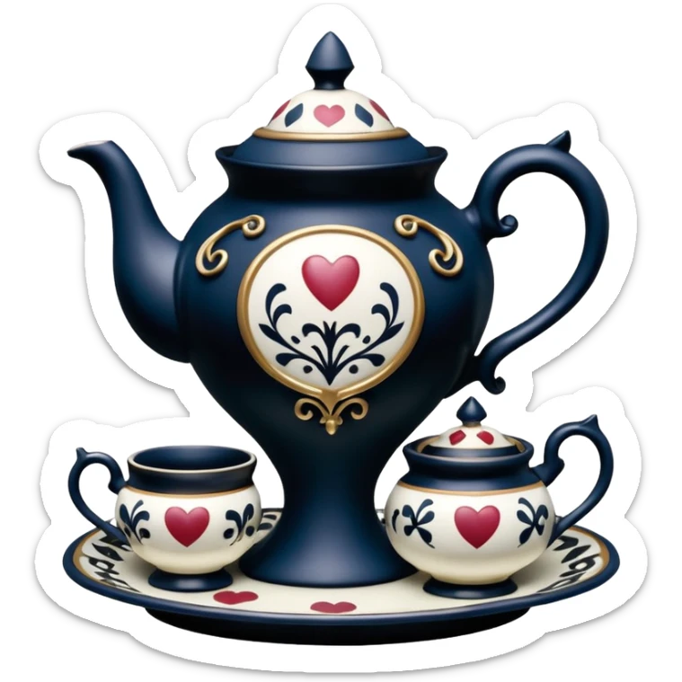 Isolated, detailed illustration of the most incredibly modern, gothic style of disney's Alice in wonderland tea party
figurine imaginable, toy style. sticker