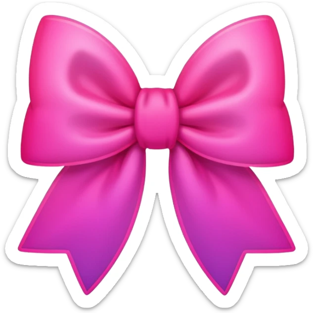 create an emoji for bow in neon pink color add outline in dark pink and colours should be gradient with bright neon sticker