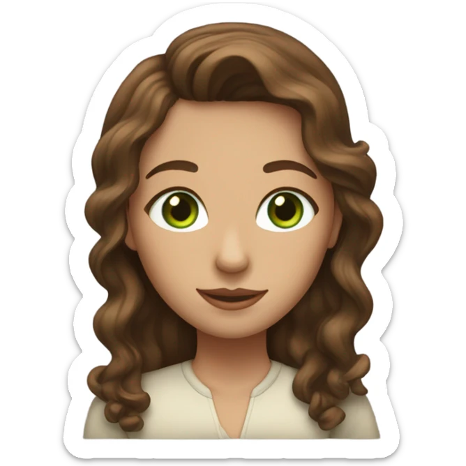 girl with wavy brown hair, green eyes, and tall sticker
