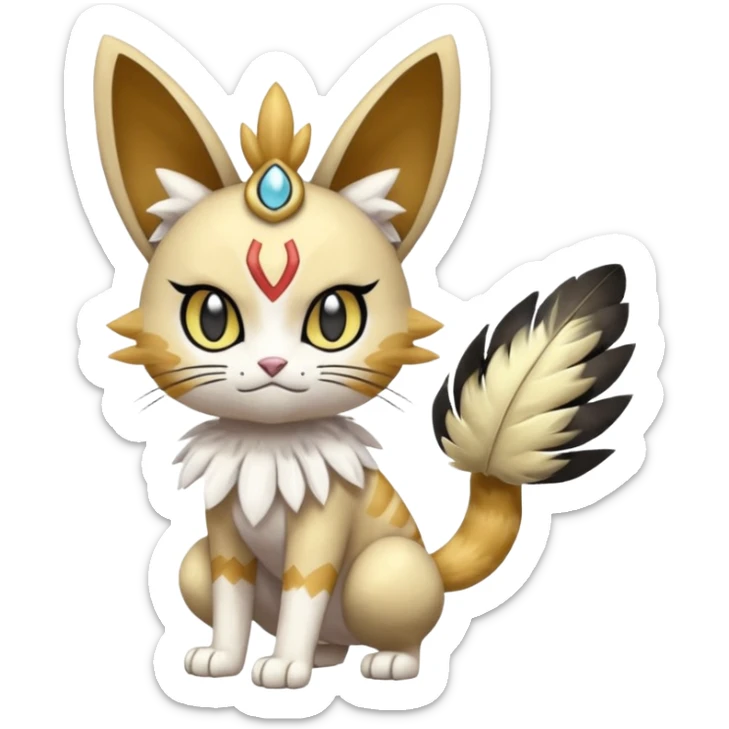 Meloetta-Meowth-Gatomon-Trico-Pokémon-Fakémon-fusion-hybrid-creature sticker