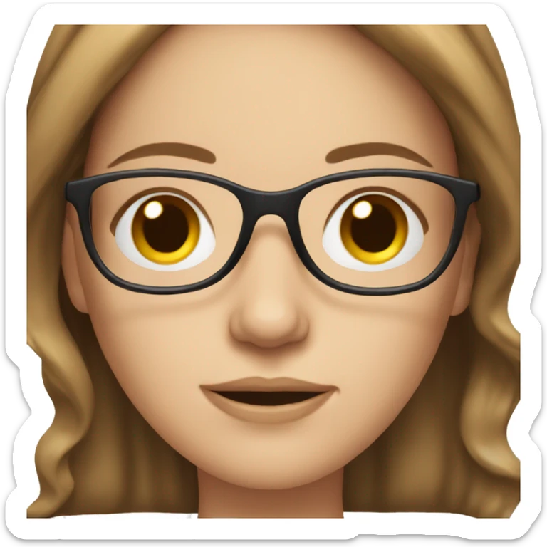 White woman with brown hair and glasses sticker
