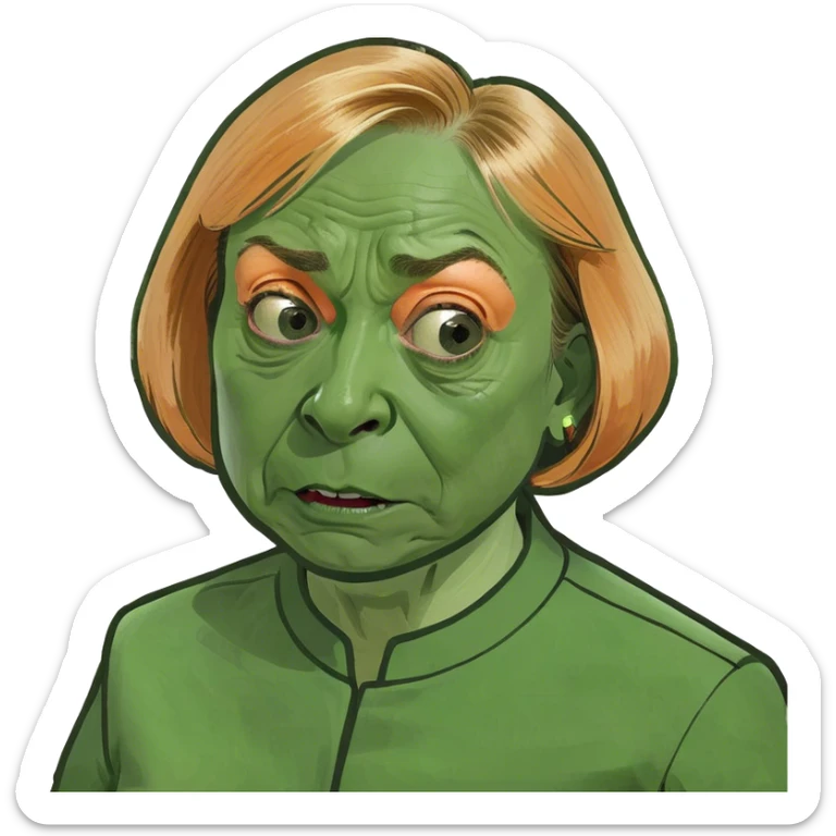 Maine Governor Janet Mills Behind Bars In an Orange Jumpsuit make her more realistic and scared without the mask more realistic with wrinkles  sticker