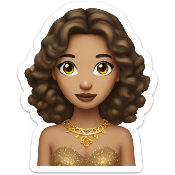 Create the zodiac sign leo as a brunette girl with elaborate makeup and dress that matches the zodiac sign  sticker