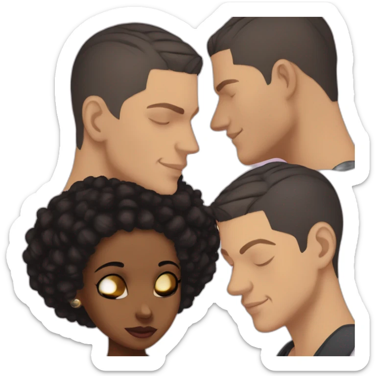 wentworth miller kisses a black girl brown eyes and short black hair in a bun sticker