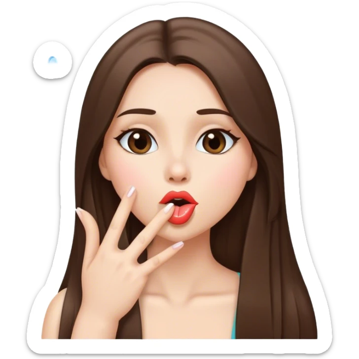 Blowing kiss sexy beautiful girl with long straight brunette hair  sticker