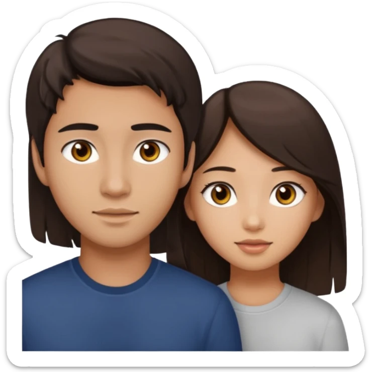 A darker Asian girl with brown eyes and dark brown hair, with her white boyfriend who has hazel eyes and light brown hair. sticker