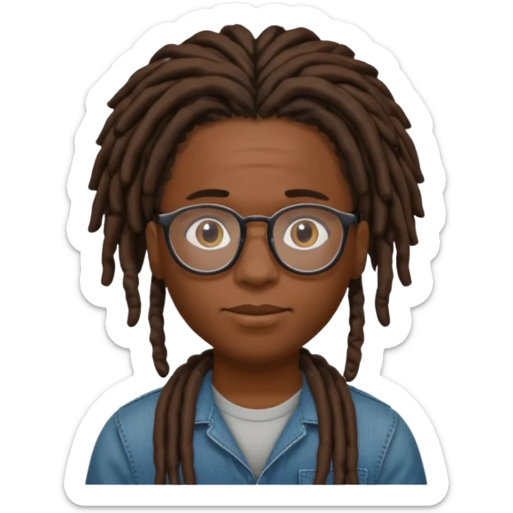Boy with a locs hair on face put a glasses on and Black locs put locs on face too sticker