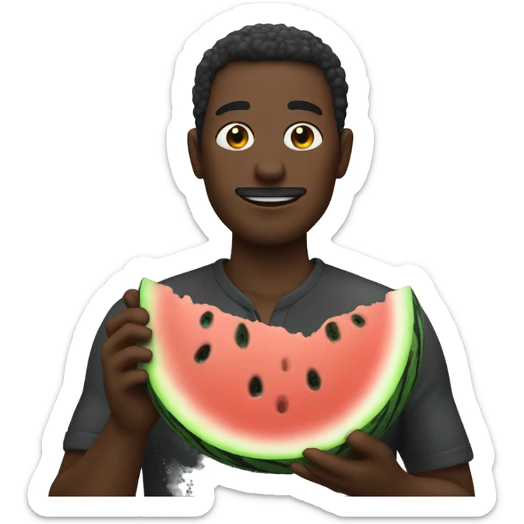 dark man holding some water melon sticker