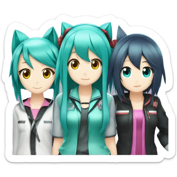 hatsune miku and kasane teto and akita neru, the triple baka squad sticker