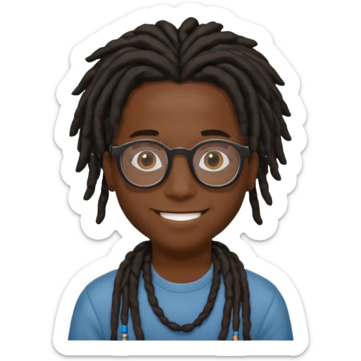 Boy with a locs hair on face put a glasses on and Black locs sticker