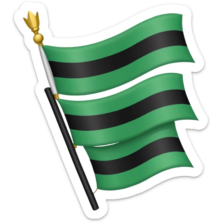 A flag that is made of three horizontal bars. The top bar is black, the middle bar is green, and the bottom bar is white. There is black text that reads “ЦГР” sticker