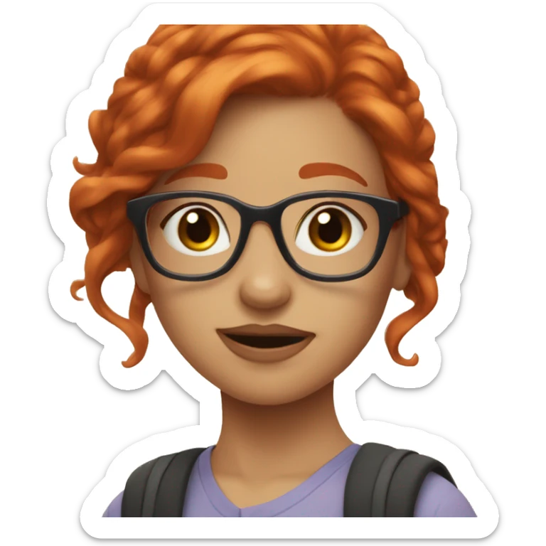 girl with redhead hair and glasses, rae's the book sticker