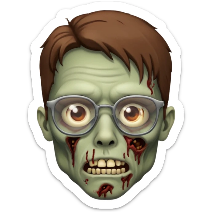 zombie with brown glasses sticker