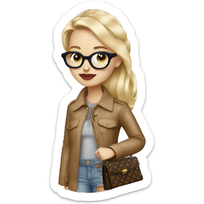 blonde girl in glasses miu miu with goyard bag sticker