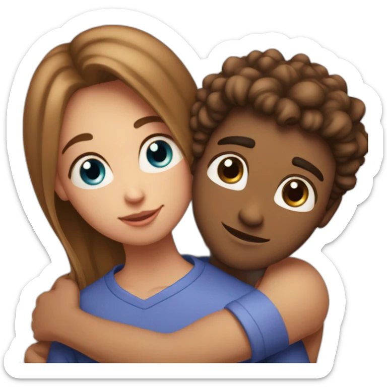 girl with blue eyes and long gair hugging boyfriend photographer with brown eyes they are in love sticker