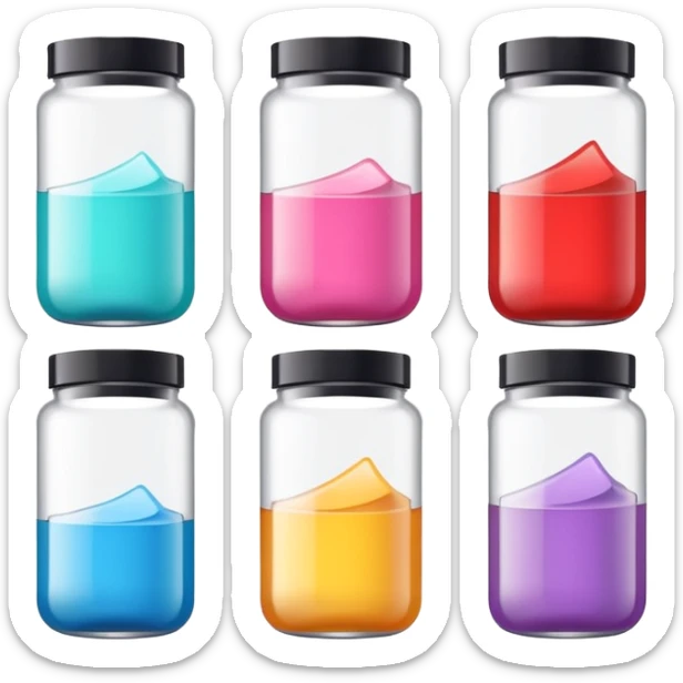 emoji of beauty tubes and jar with brand labels, minimalistic design sticker