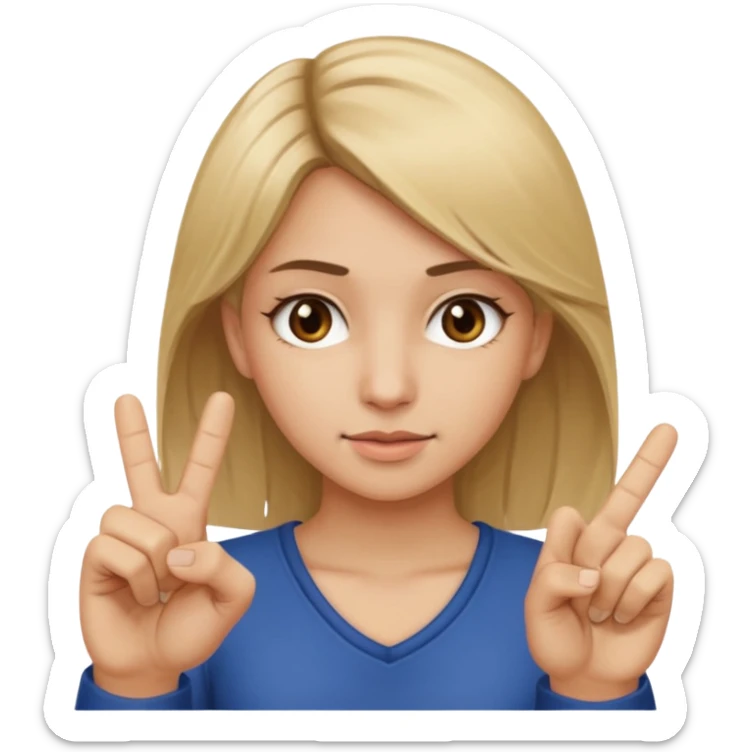 A girl about 35 dirty blonde, hair, brown eyes flipping the middle finger sticker