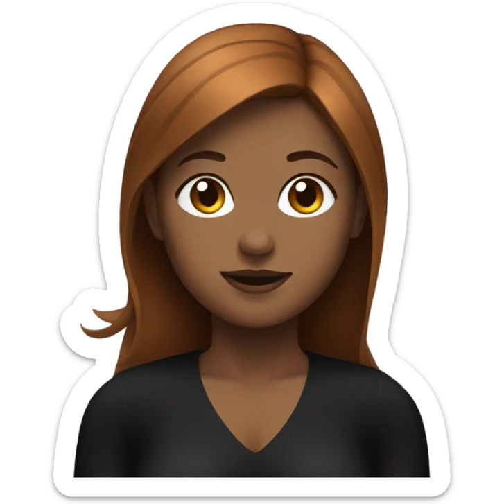 full body girl with chestnut hair sitting in black costume on the floor sticker