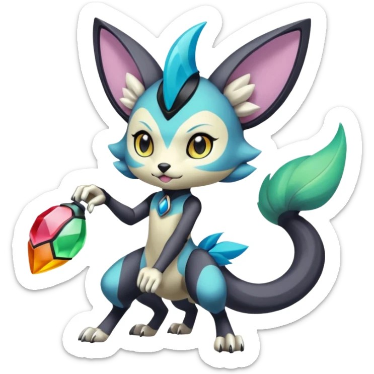 Colorful Exotic Randomly-colored Cartoon Anime Meloetta-WereGarurumon-Trico-Pokémon-Fakémon-fusion-hybrid-creature sticker